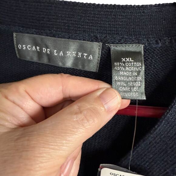 Oscar De La Renta Cardigan Sweater Mens XXLarge Blue Button Textured Preppy NWT - Picture 2 of 6